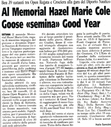 27 ago. 2001 Il Piccolo, Trieste Al Memorial Hazel Marie Cole Goose "semina" Good Year