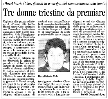 1 marzo 2005 Il Piccolo, Trieste Tre donne triestine da premiare