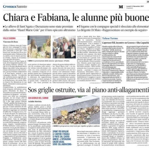 Il ricordo viene rafforzato dall’articolo di  “Cronaca del Sannio”.